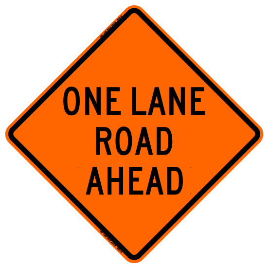 One Lane Road Ahead (RUS) - Bone Safety Signs