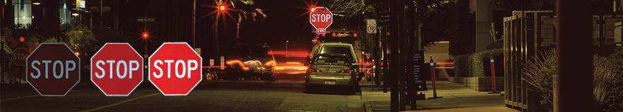 3M Reflective Sheeting on 3 Stop Signs (Night TIme)