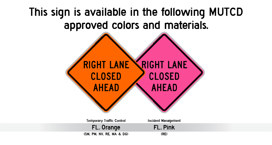 Right Lane Closed Ahead MUTCD W20-5 - Bone Safety Signs