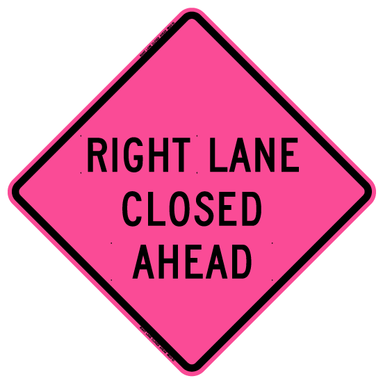 Right Lane Closed Ahead (3 Line)(RUS)